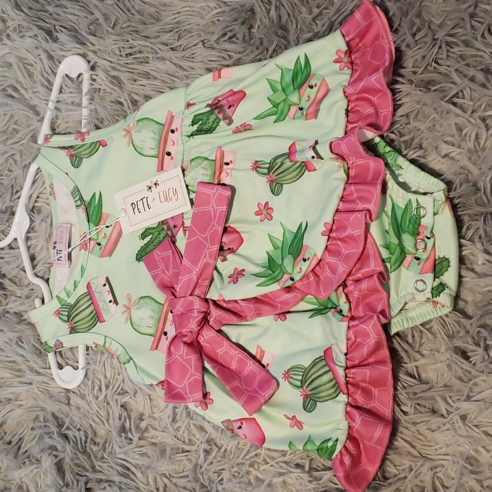 Pete and Lucy Cactus romper 9 To 12 Months Nwt
